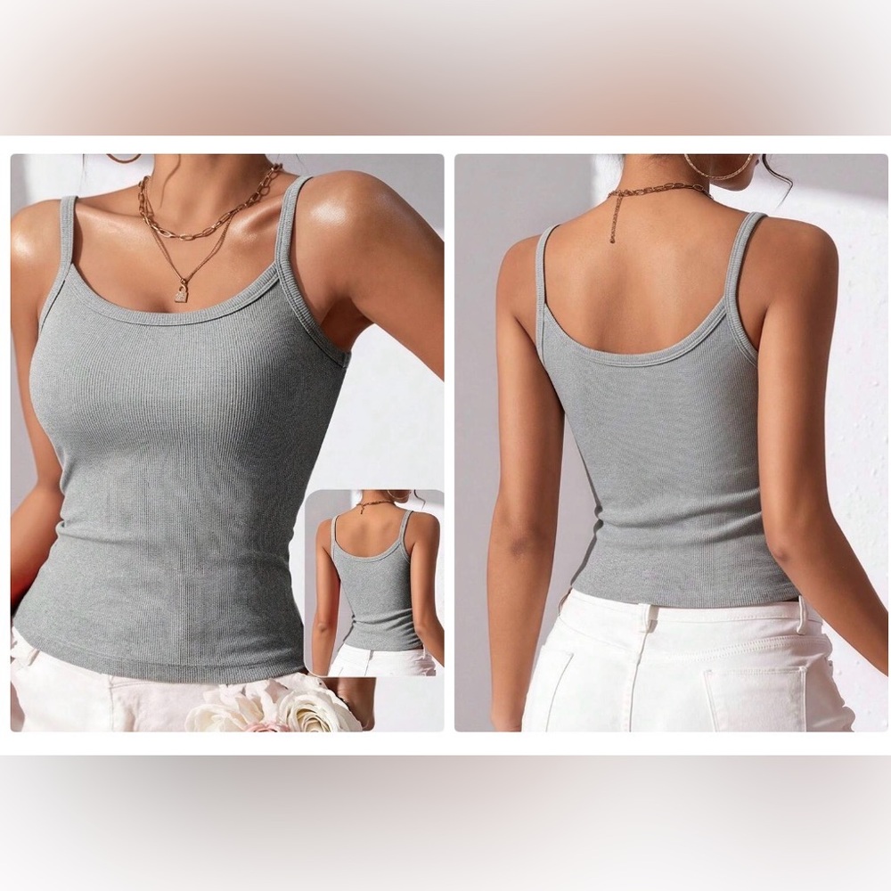 No Boundaries Gray Ribbed Camisole